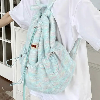 High-capacity All Match Drawstring Backpacks Women Sweet Y2k Aesthetic Schoolbags Contrast Color Girl Chic Backpack for Students