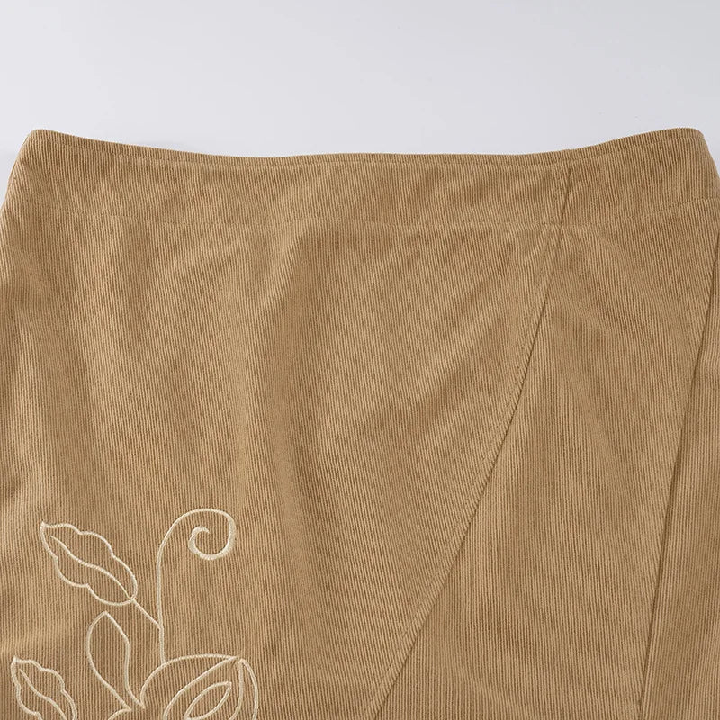 Women's Vintage Midi Skirt 2026 Summer High Waist Slim Ruffle Fishtail Skirts Party Side Slit Elegant Embroidery Skirt