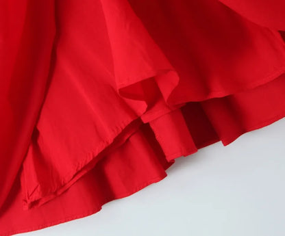 red party dress square neck sleeveless pleated summer dresses new cotton mini sexy women dresses