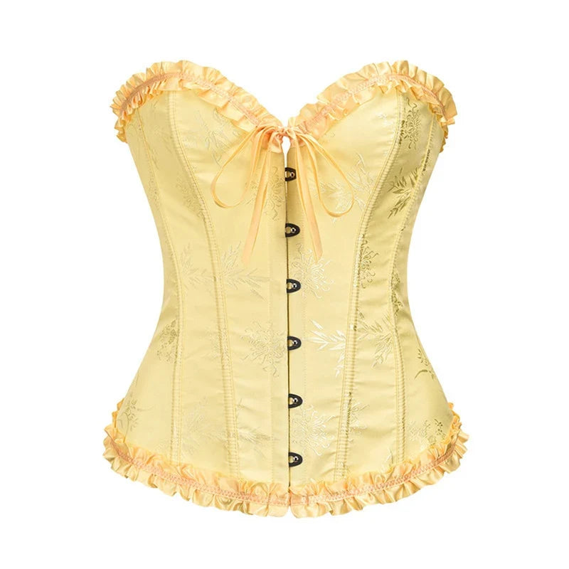 Strap Lace Strapless Shapewear Top Vest Fishbone Shaping Women Corset Waistcoat Retro Slim Fit Waist Cinching Tank Blouse Summer