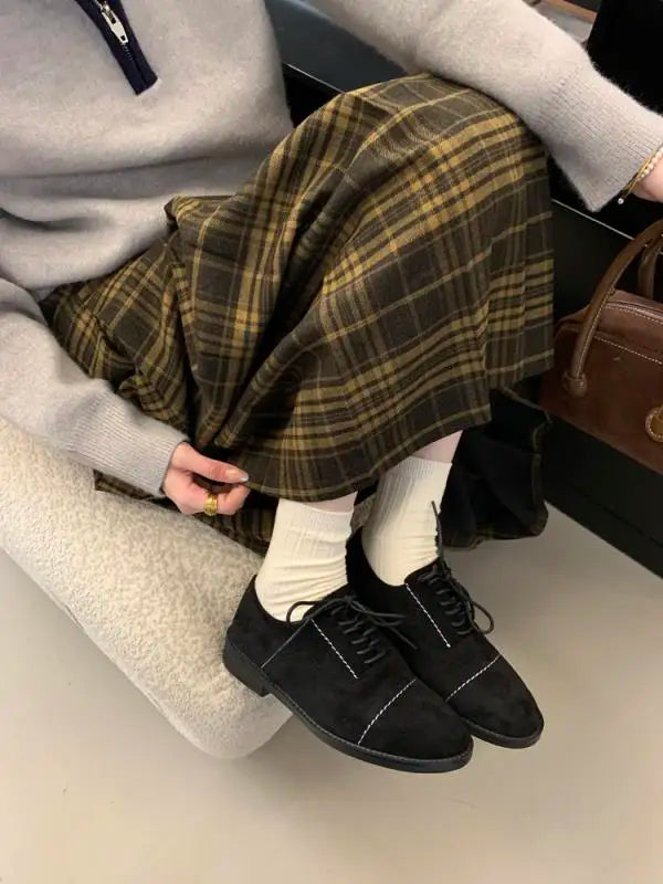 Leather Women's Shoes Round Toe Autumn Loafers With Fur Oxfords Female Footwear Modis Genuine Leather New Fall Slip-on Dress Ret