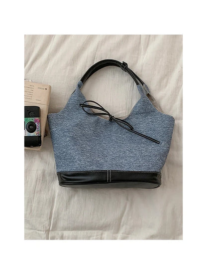 Korean Denim Canvas Bag for Women's Summer Fashion Underarm Large Capacity Shoulder Tote Bags