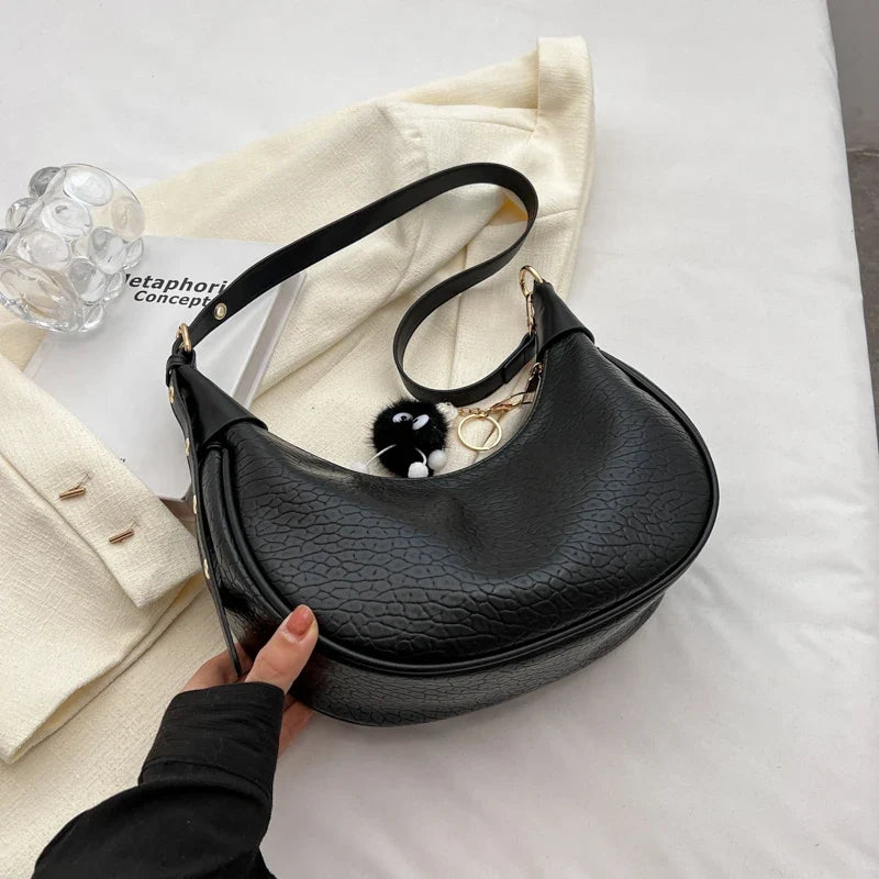 Silver PU Leather Shoulder Bags For Women 2024 Y2K Large Capacity Female Underarm Crossbody Bag Handbag Sac A Main