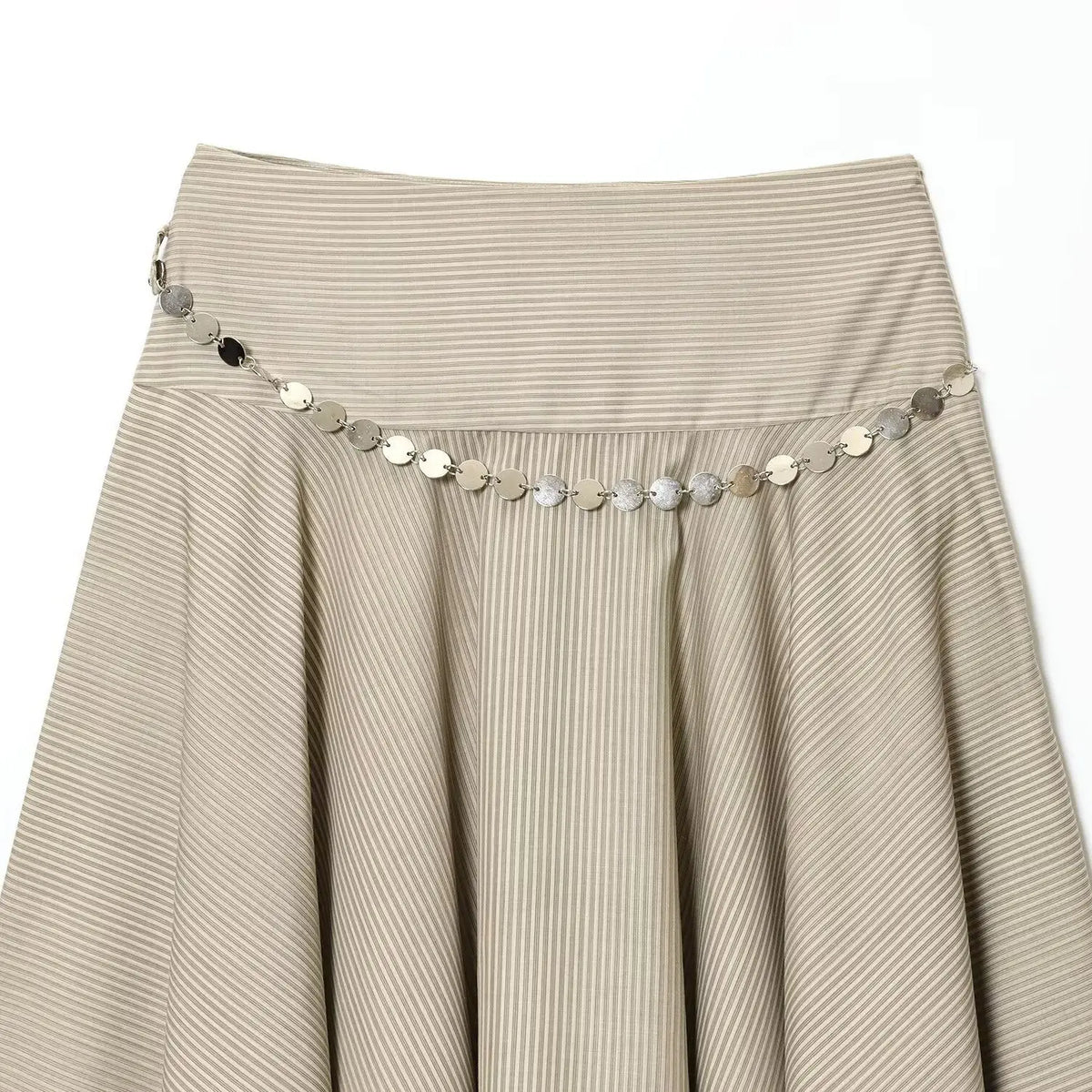 ins Style Temperament Fashion Women's Clothing Simple Striped Belt Asymmetrical Midi Skirt