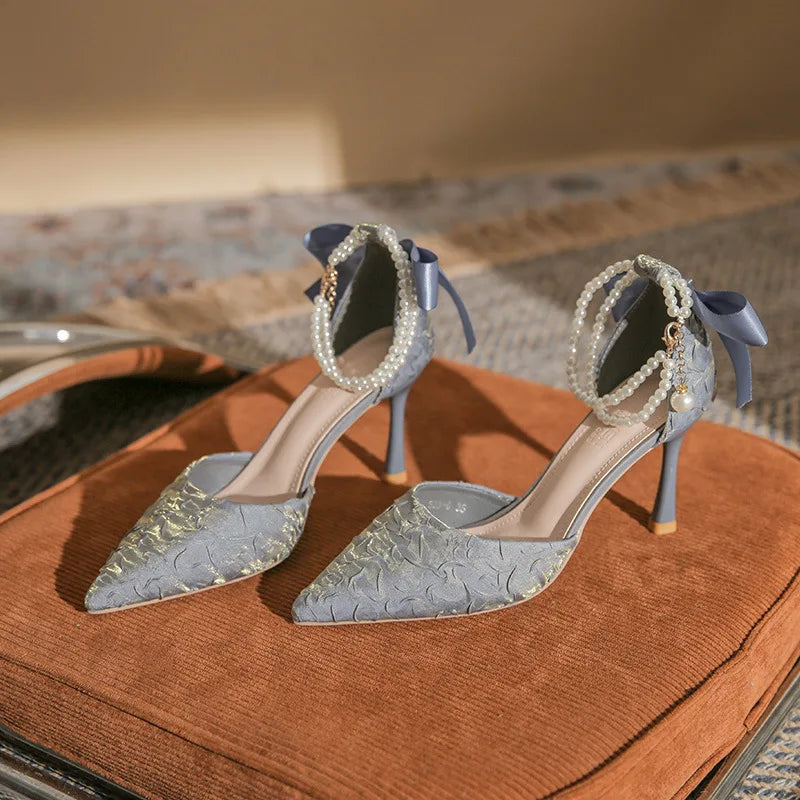 Velvet Shoes Med Square Toe Block Heels High Heeled Sandals Woman Mary Jane Espadrilles Platform Suede Medium Wedding Chunk
