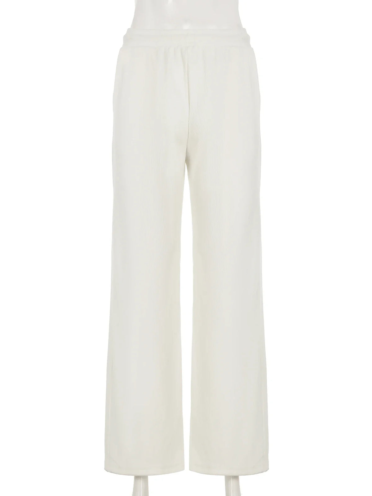 Casual Solid Bandage Wide Leg Pants Basic Mid-Waisted Straight Pants Women Autumn Spring Fashion Streetwear Ladies