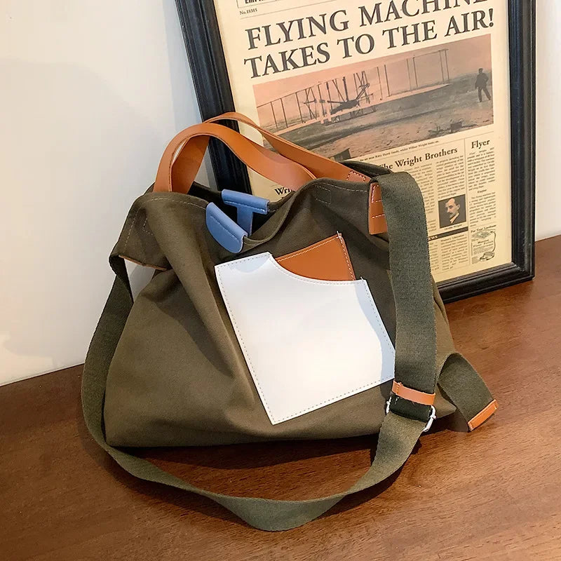 Ladies' Large Capacity Tote Bag Hand-held Canvas Shoulder Bag Young Fashion Versatile Casual Crossbody Bag