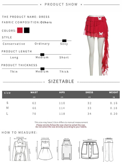 Chic Sexy 2-Piece Set Women Halter v-Neck Backless Folds Lace Vest+Tierred Tassels Butterfly Skirts Matching Party Suits