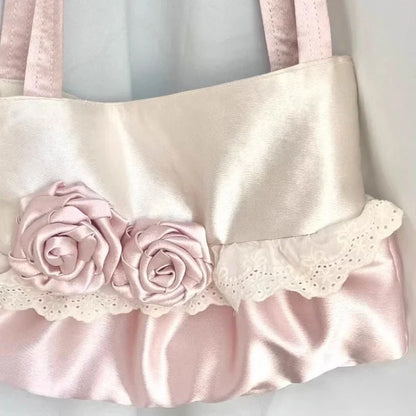 Contrast Color Fashion Office Lady Women's Handbags Y2k Aesthetic Elegant All Match Shoulder Bags Patchwork Flower Underarm Bag