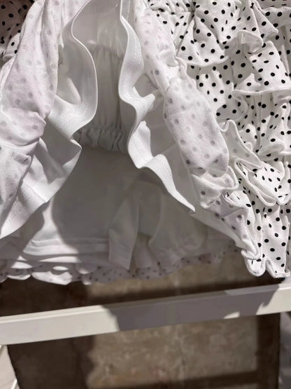 Polka Dot Tiered Skirts Women Summer Elastic Low Waist Lining Ruffles Short Faldas Vintage Sweet Ballet Preppy Style Skirt Y2K
