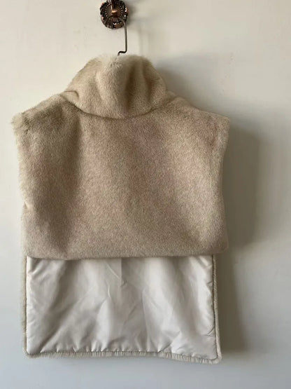 Cool Winter Women Artificial Fur Vest Turtleneck Sleeveless Pullover Female Mink Fur Jacket Instagram-Style Lady Eco Fur Outwear