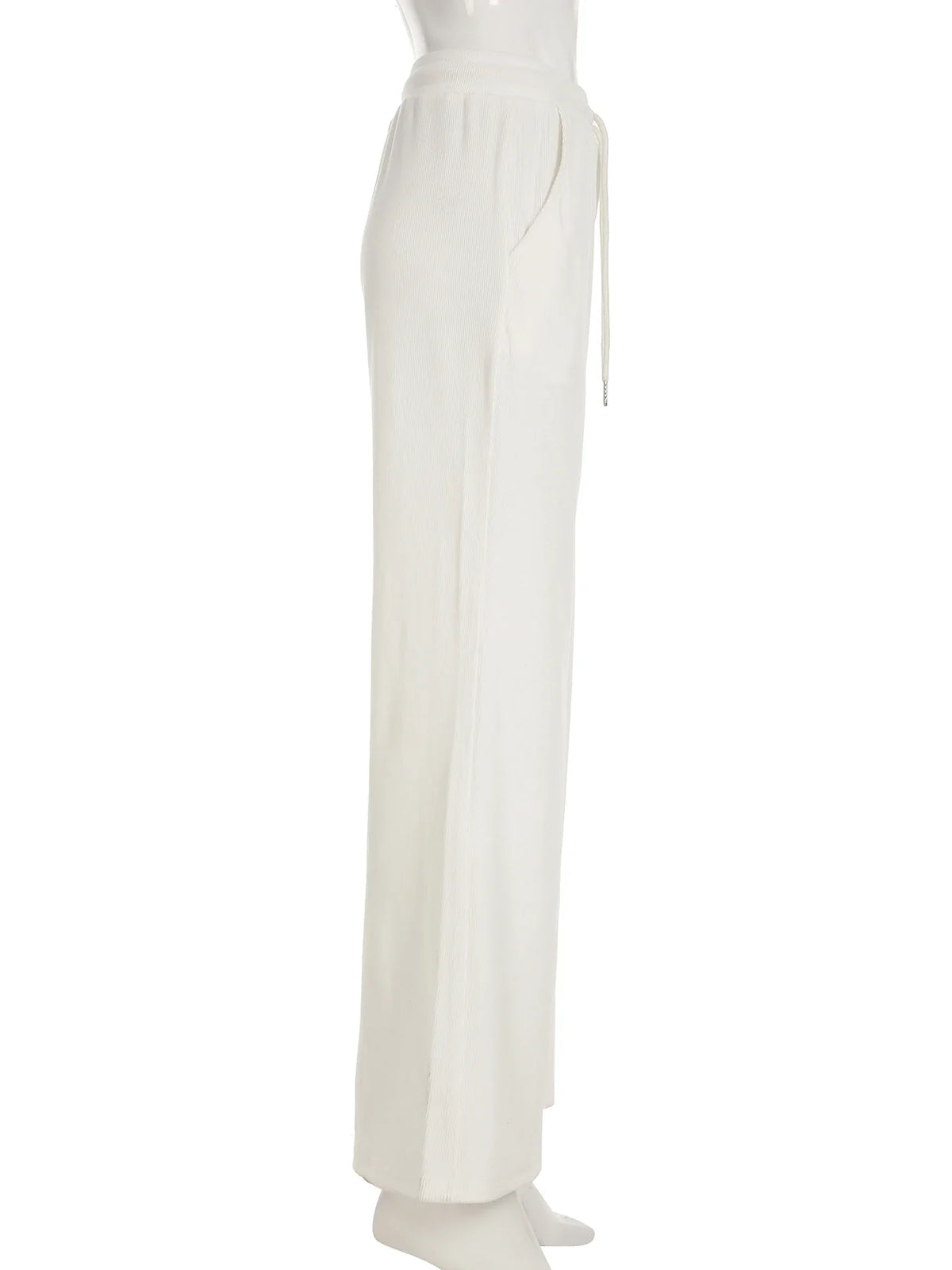 Casual Solid Bandage Wide Leg Pants Basic Mid-Waisted Straight Pants Women Autumn Spring Fashion Streetwear Ladies