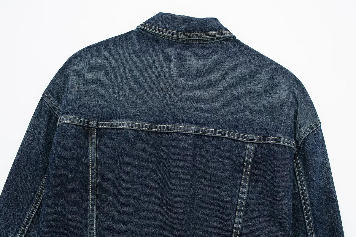 Women's New Plus Size Heart-shaped Pocket Denim Jacket Jacket for Women