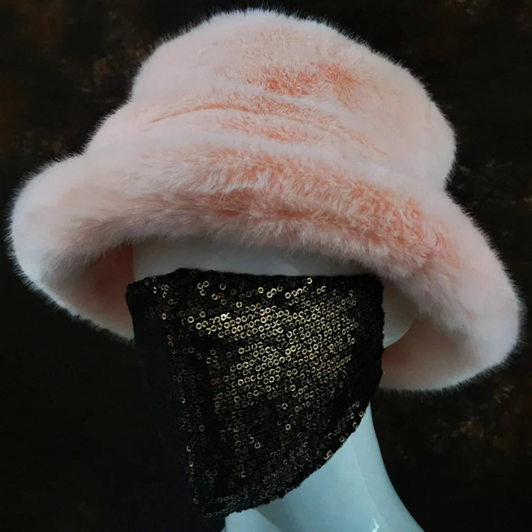 Winter 58-60cm XL Faux Fur Bucket Hat For Women Outdoor Warm Luxury Oversize Fisherman Hat Girl Trendy Party Long Fur Panama Cap