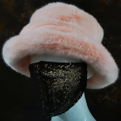 Winter 58-60cm XL Faux Fur Bucket Hat For Women Outdoor Warm Luxury Oversize Fisherman Hat Girl Trendy Party Long Fur Panama Cap