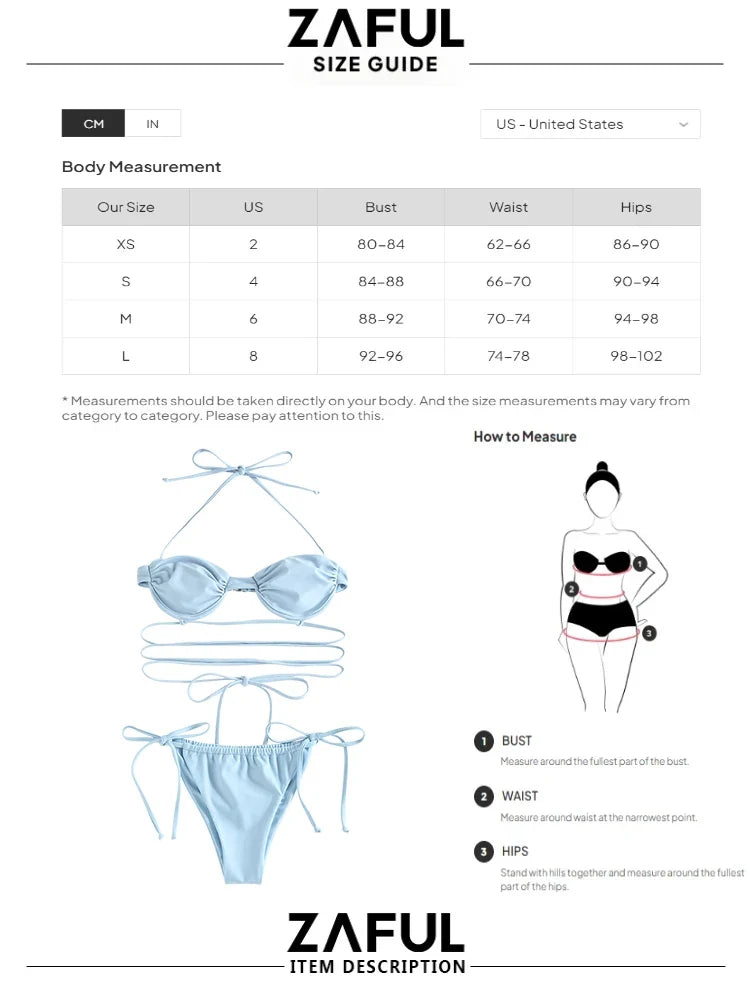 Halter Underwire Floss Tie Loincloth Balconette Bikini Swimwear