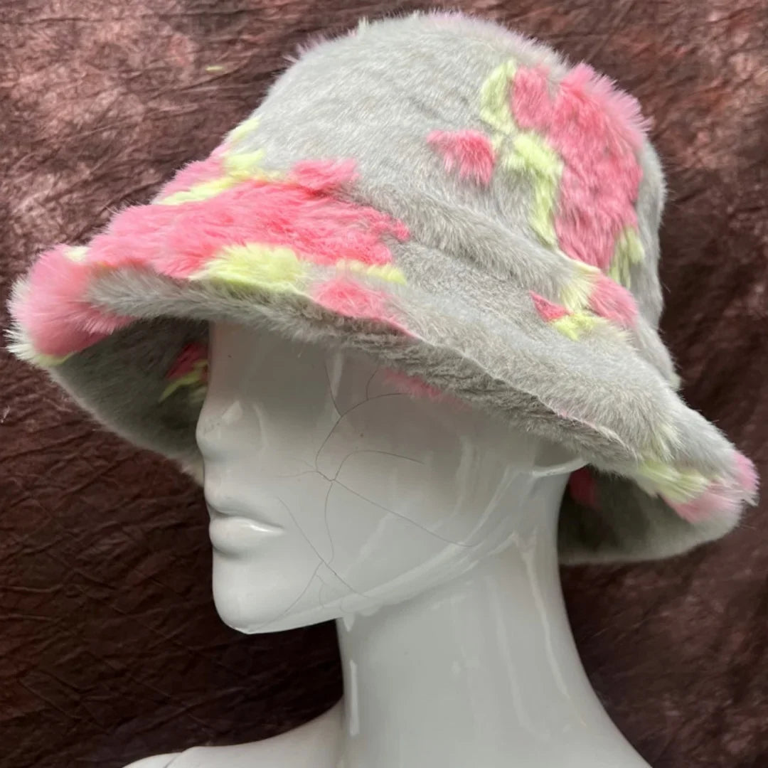 Winter 58-60cm XL Faux Fur Bucket Hat For Women Outdoor Warm Luxury Oversize Fisherman Hat Girl Trendy Party Long Fur Panama Cap