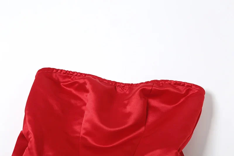 Sexy Red Bow Backless Hollow Out Mini Dress Turtleneck Short Sleeve Pad Shoulder Dresses Evening High Street Party Vestidos