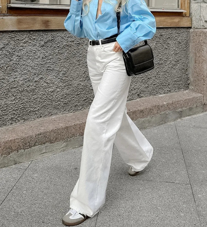 High Street White Straight Versatile Casual Pants Autumn Winter Fashion New Style Trousers