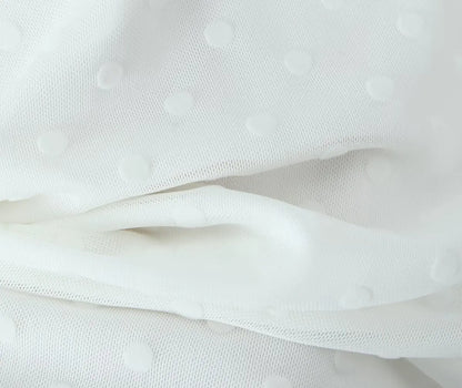 Flocking Dot White Mini Sling Dress For Women Sexy Thin Straps V Neck A-line Summer Mesh Dresses Holiday Short Robe