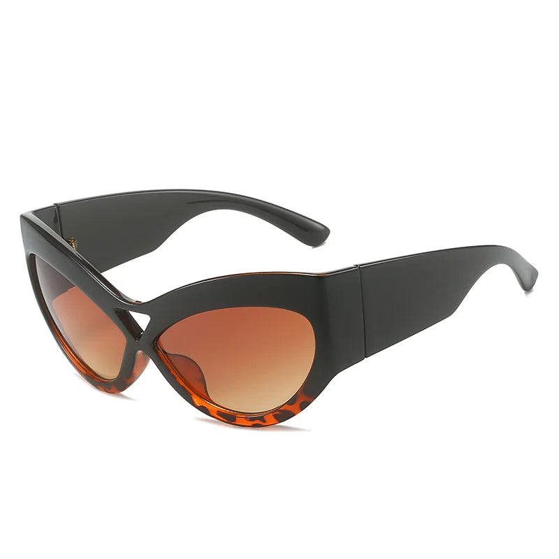 Fashion Y2K Cat Eye Sunglasses Women Retro Big Butterfly Shape Hollow Eyewear Shades UV400 Trending Wide Legs Men Sun Glasses