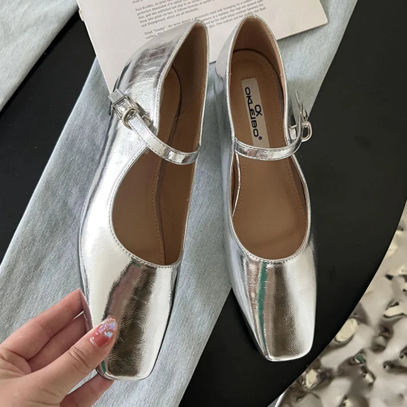 Spring New Women Mary Jane Shoes Fashion Round Toe Shallow Slip On Ladies Flat Shoes Soft Sole Outdoor Dress Ballerina