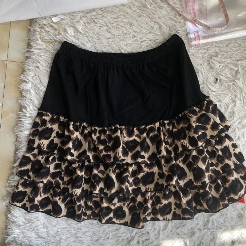 Sexy Leopard Print Mini Skirt for Women Y2k Harajuku Vintage High Wasit A-line Skirts Korean Summer Fashion Clothes Chic