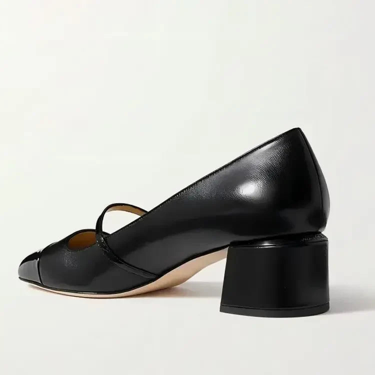 Women's New 4cm Thick High Heels Mary Jane Single Shoes Square Head Shallow Mouth Office Women's Size 34-46 Large Women's Shoes