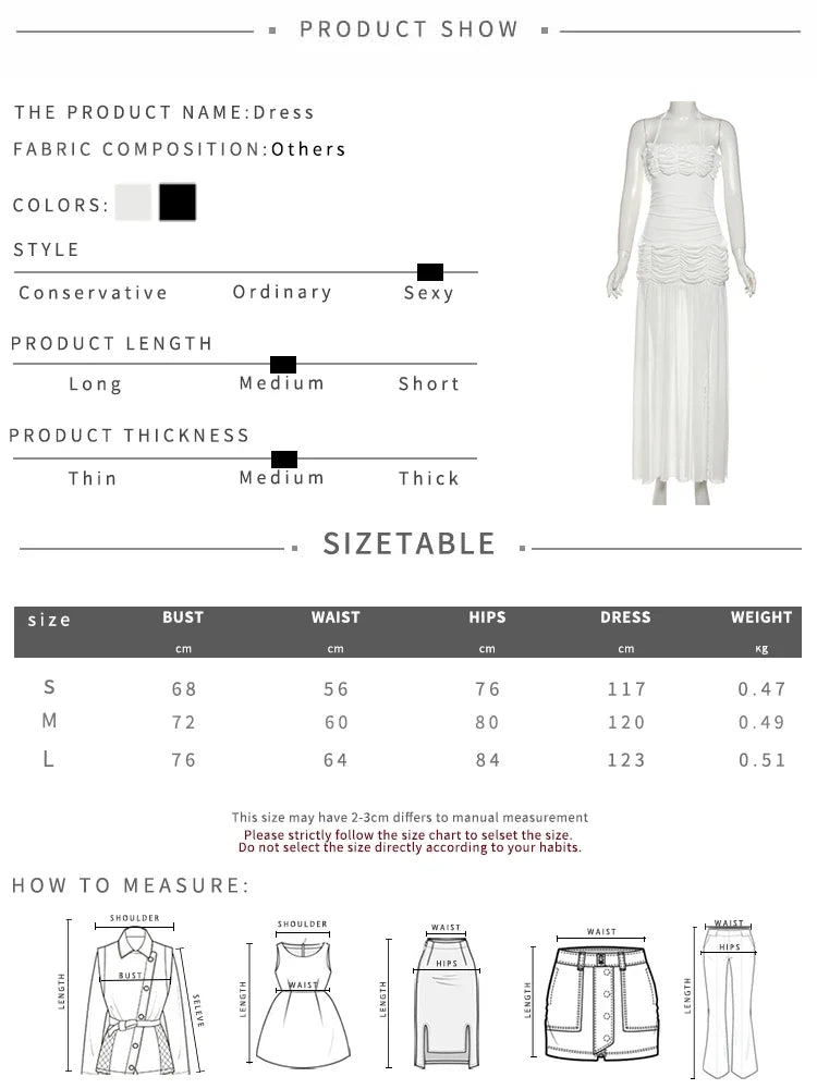 Patchwork Mesh Maxi Dress Women High Slits Folds Halter Bandage Backless Sleeveless Elegant Temperament Banquet Vestidos