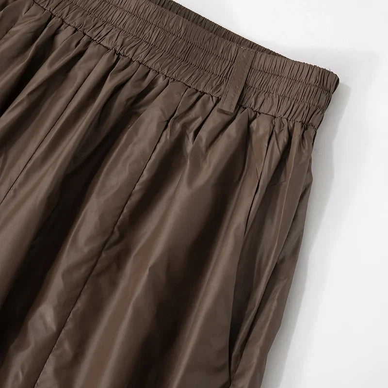 Women's Streetwear Pants Influencer Loose Casual Pleated Waist Hanging Rope Decoration Windproof Pocket Long Trousers Pants