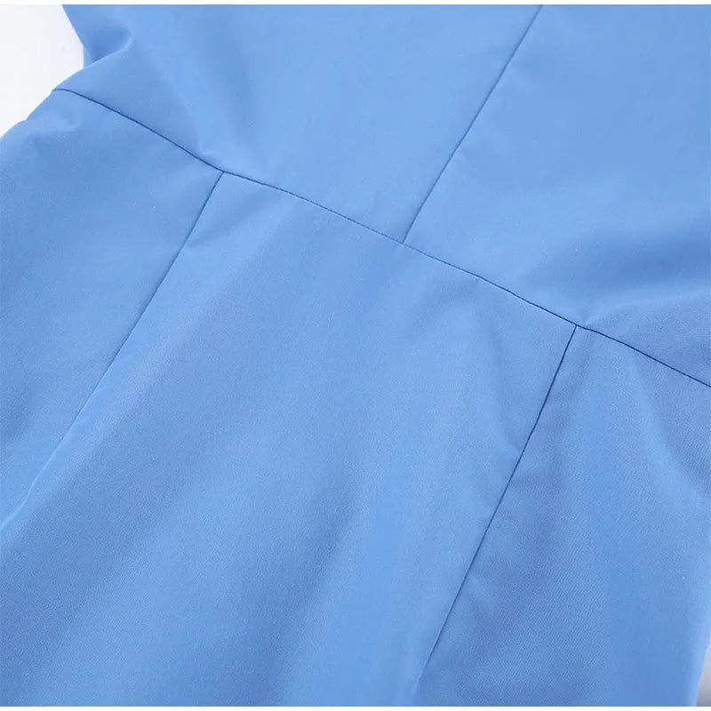 Elegant Blue Lapel Short Dresses Women Versatile Chic Slim Fit Full Sleeve Single Breasted Mini Dress Female Chic Street Daily