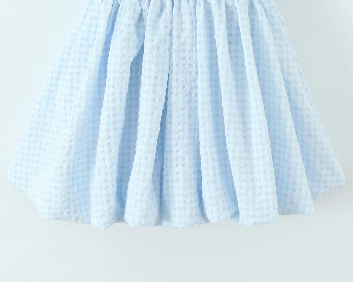 Light Blue Plaid Slim Fit Bud Mini Dress Women Short Sleeve O Neck Casual Holiday Summer Dresses Female 2026 Robe