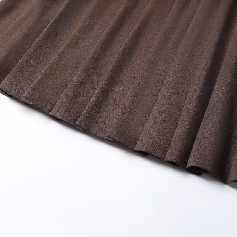 New Commuting Preppy Style Pleated Skirt For Women Side Zipper High Waist Spring Autumn Knee Length Skirts