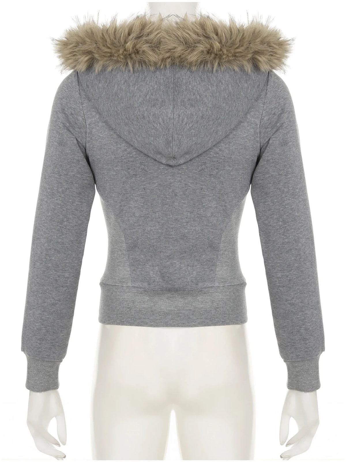 Preppy Style Fur Trim Hooded Sweatshirt Coats Winter Casual Warm Thick Zipper Long Sleeve Hoodies Women Streetwear