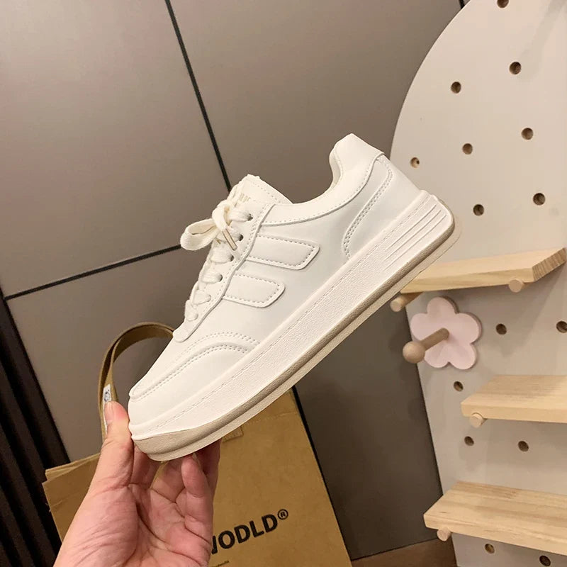 Spring Autumn New Lady Casual Shoes Mixed Color Breathable Women Board Sneakers Lightweight Designer Non-slip Outsole White