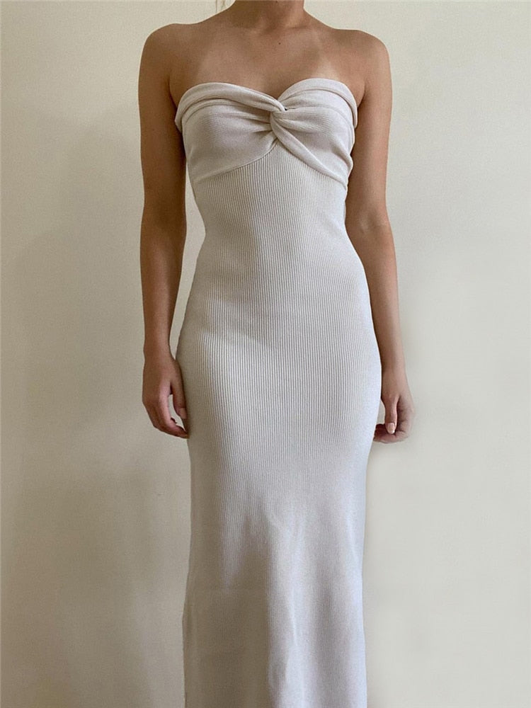 Knit Twisted Stylish Tube Midi Dress