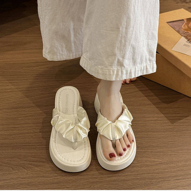 Summer Flip Flop Women Fashion Clip Toe Slippers Casual Comfort Platform Flats Beach Vacation Slides Shoes