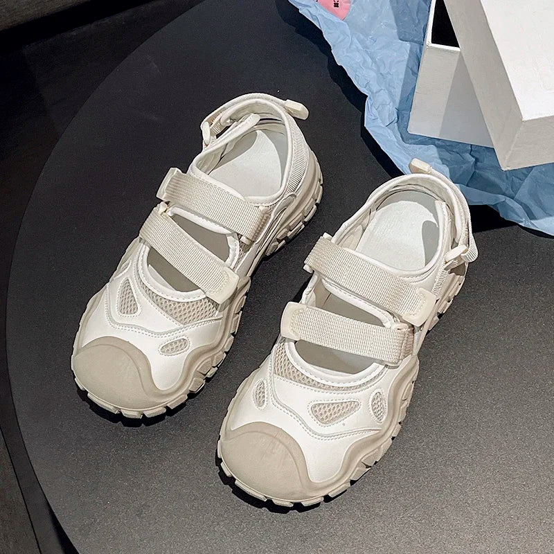 Summer Fashion Women's Platform Sneakers Breathable Mesh Hollow Female Sports Sandals Anti Slip Comfortable Sports Shoes