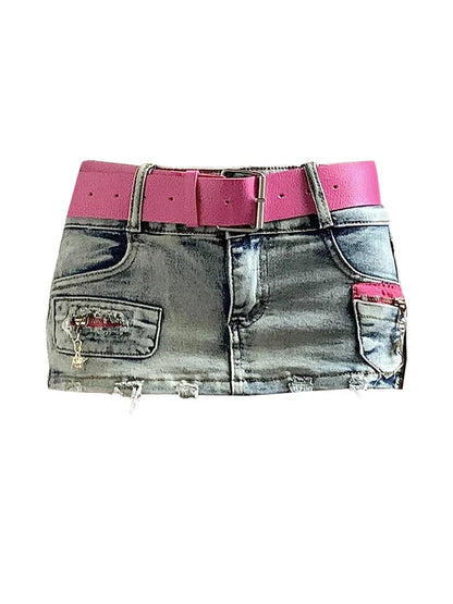 Women's Vintage Blue A-line Denim Mini Skirts Y2k Korean Style Cowboy Short Skirts Harajuku Elegant Jean Skirt Summer Clothes