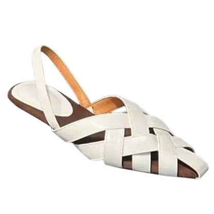 Slippers Rome Sandals For Women Pointed Toe Low Heel Mules Concise Designer Brand Female Shoes Outdoor Leisure Summer Stylish