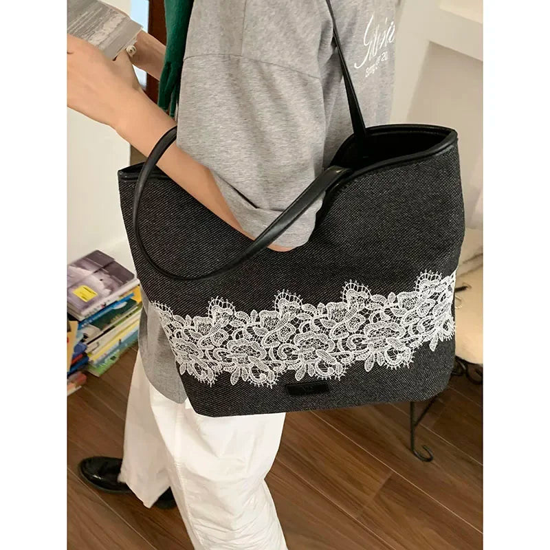 Korean Niche Canvas Bag for Women Autumn Winter Fashion Large Capacity Shoulder Versatile Commuting Tote Bags