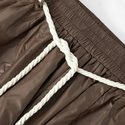 Women's Streetwear Pants Influencer Loose Casual Pleated Waist Hanging Rope Decoration Windproof Pocket Long Trousers Pants