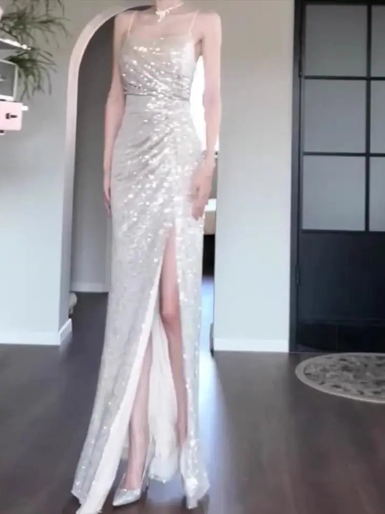 Annual & Engagement Party Gown - High-End, Light Luxury, Niche Dress for Bride's Morning, Toast & Sling Camisole