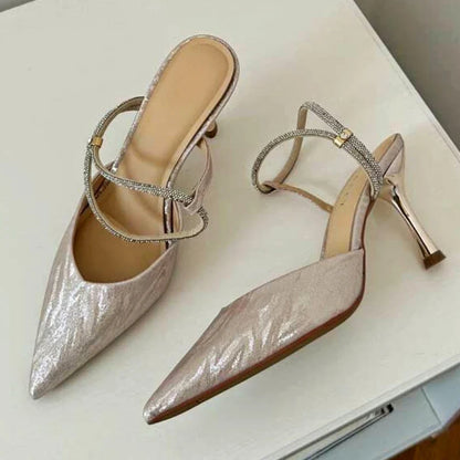 Shiny Pointed Toe High Heels Women Luxury Party Dress Shoes Sexy Elegant Slingback Shoes Fashion Brand Sandals for Women Pumps