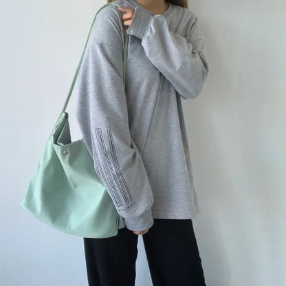 Simple Solid Sweet Canvas Women Shoulder Bags Students Fashion Casual Streetwear Crossbody Bag All Match Y2k Aesthetic Handbags