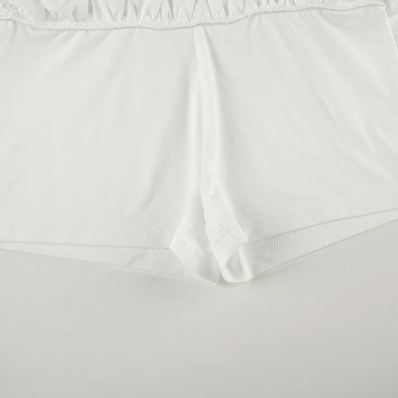 White Cute Layered Skirt Eyelet Embroidery Low Waisted Pleated Skirt Summer Vacation Sweet Style Hotty Miniskirt Y2K
