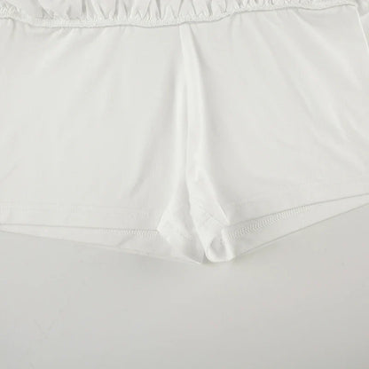 White Cute Layered Skirt Eyelet Embroidery Low Waisted Pleated Skirt Summer Vacation Sweet Style Hotty Miniskirt Y2K