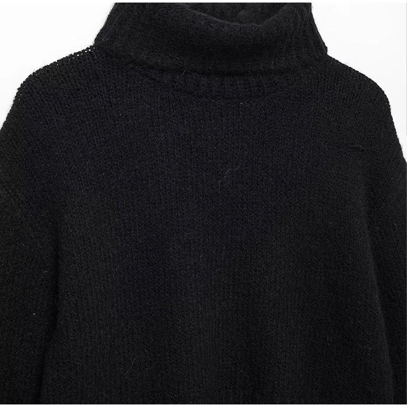 Cropped Pullovers Women Sweater Knit Loose Turtleneck Long Sleeve Female Knitted Top Autumn Winter Fashion Lady Outwear