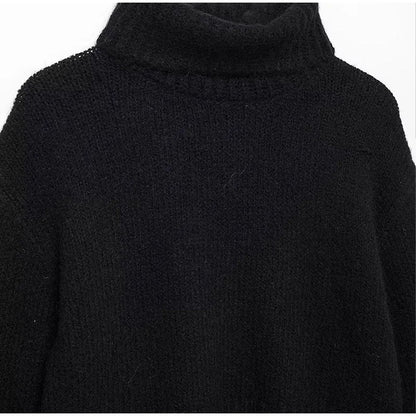 Cropped Pullovers Women Sweater Knit Loose Turtleneck Long Sleeve Female Knitted Top Autumn Winter Fashion Lady Outwear