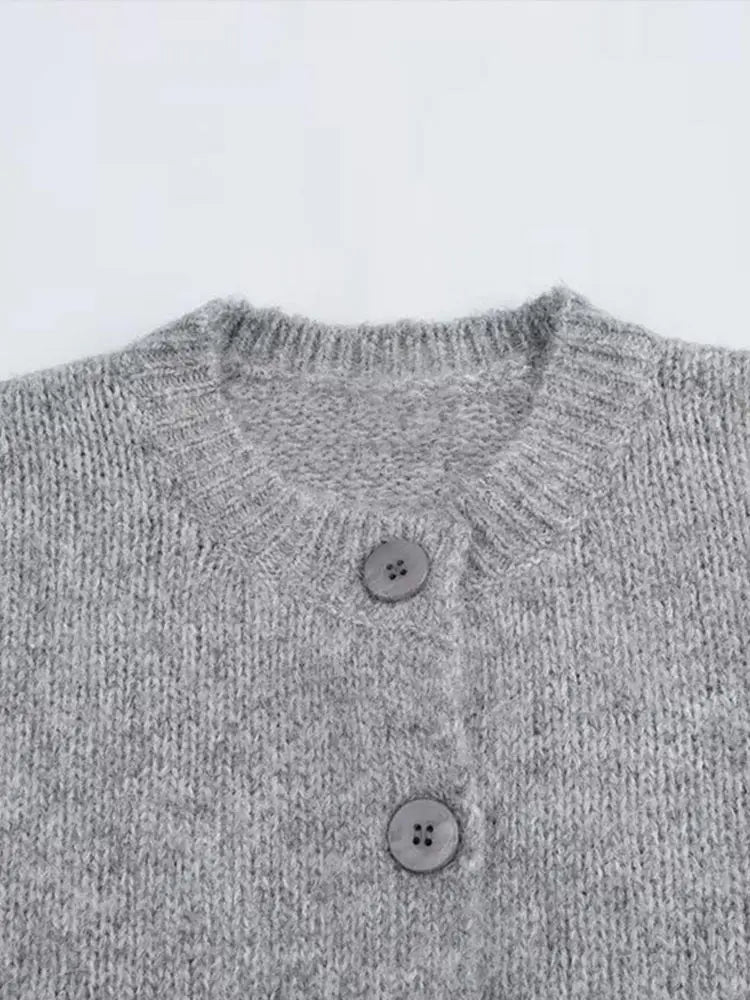 Casual O-neck Knitted Cardigan Women Autumn Winter Slim Short Buttons Coat Female Elastic Waist Solid Sweater Lady Soft Basic